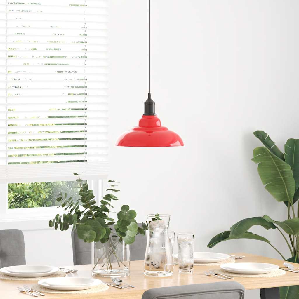 Pendant Lamp Height Adjustable E27 Gloss Red Ø 31 cm Metal