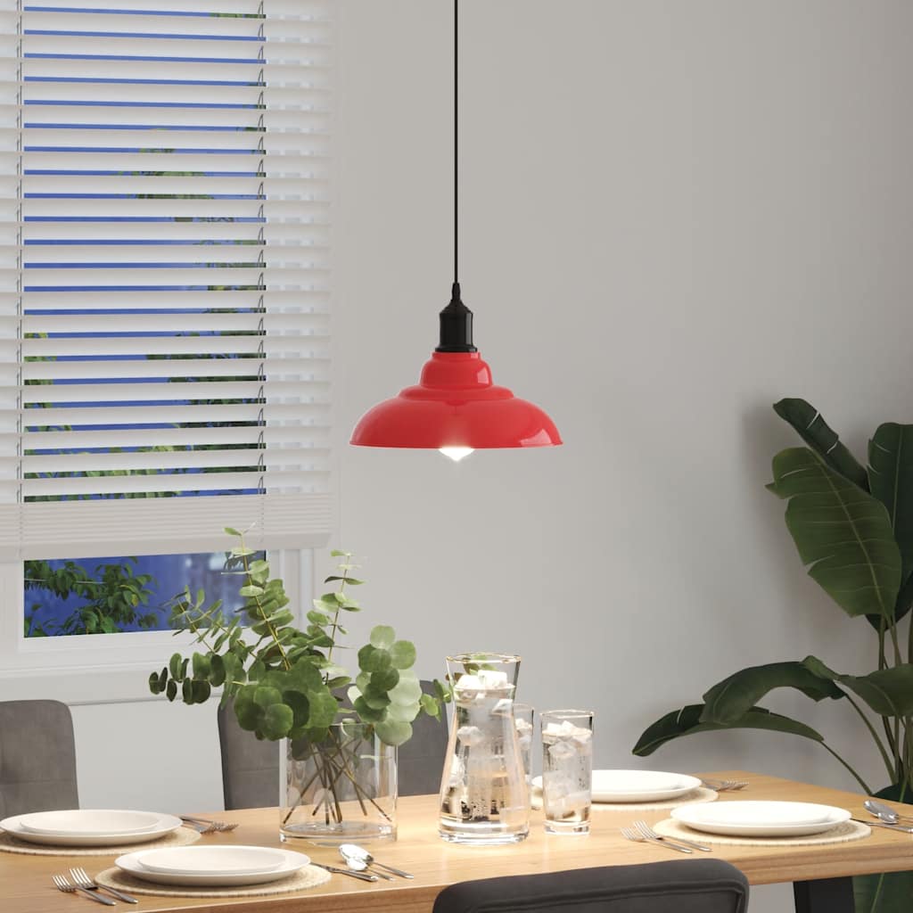 Pendant Lamp Height Adjustable E27 Gloss Red Ø 31 cm Metal