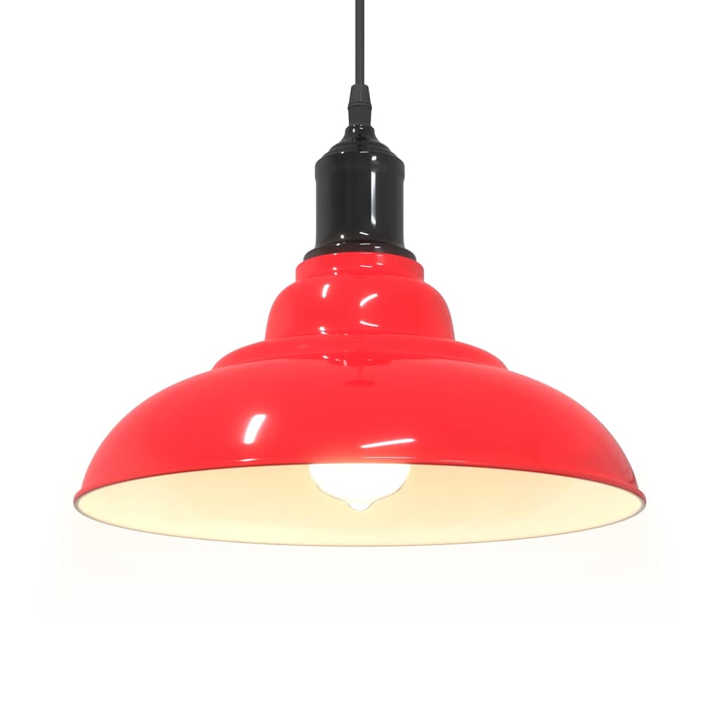 Pendant Lamp Height Adjustable E27 Gloss Red Ø 31 cm Metal