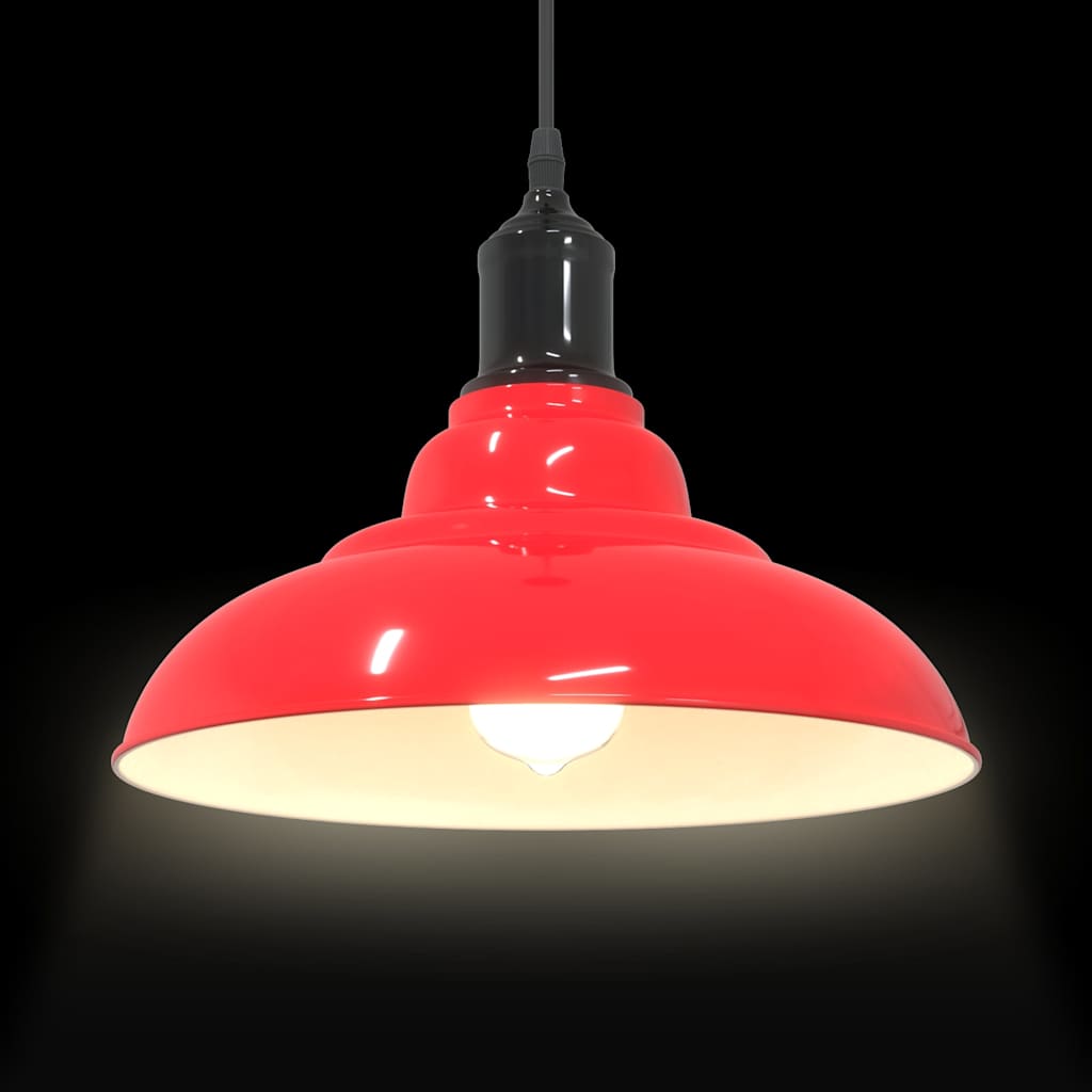 Pendant Lamp Height Adjustable E27 Gloss Red Ø 31 cm Metal