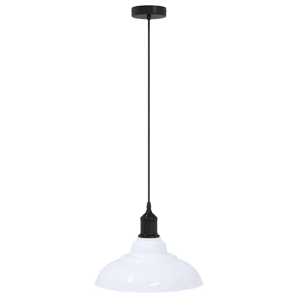Pendant Lamp Height Adjustable E27 Gloss White Ø 31 cm Metal