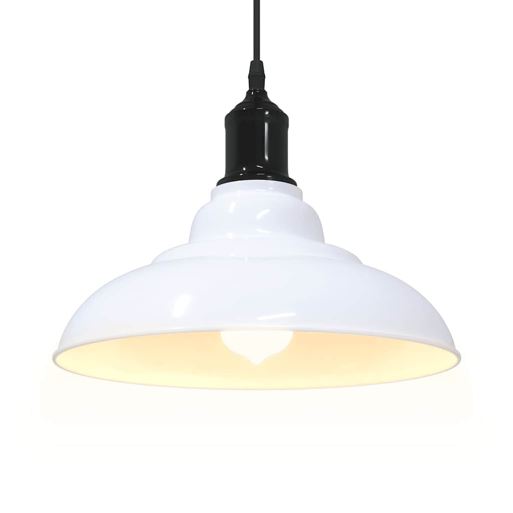 Pendant Lamp Height Adjustable E27 Gloss White Ø 31 cm Metal