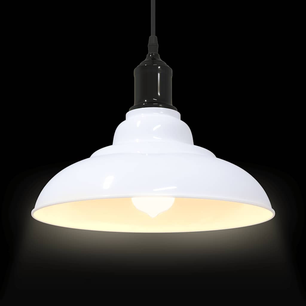 Pendant Lamp Height Adjustable E27 Gloss White Ø 31 cm Metal