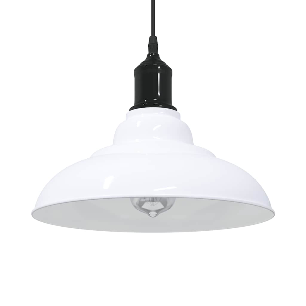 Pendant Lamp Height Adjustable E27 Gloss White Ø 31 cm Metal