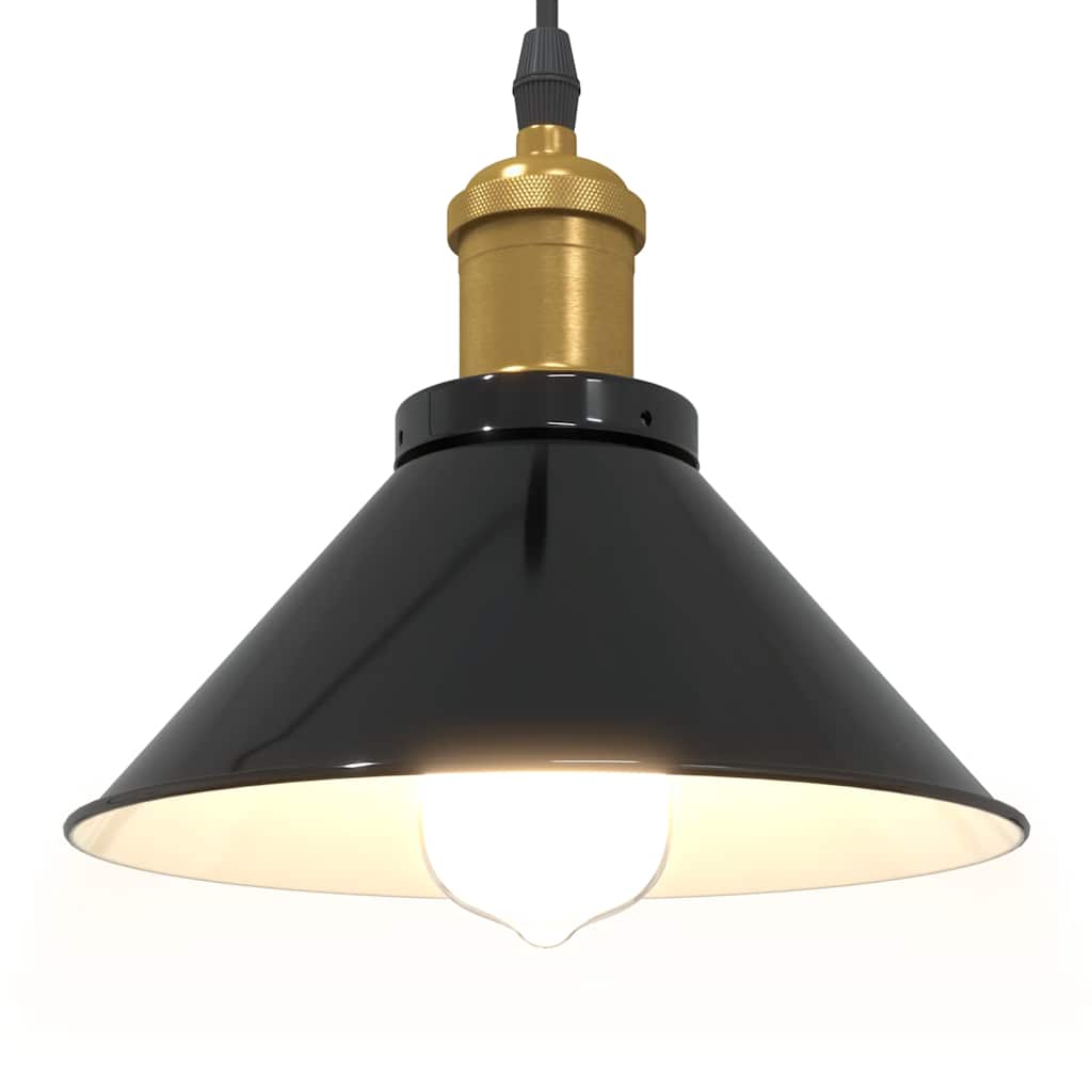 Pendant Lamp Height Adjustable E27 Gloss Black Ø 22 cm Metal