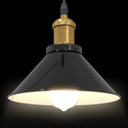 Pendant Lamp Height Adjustable E27 Gloss Black Ø 22 cm Metal