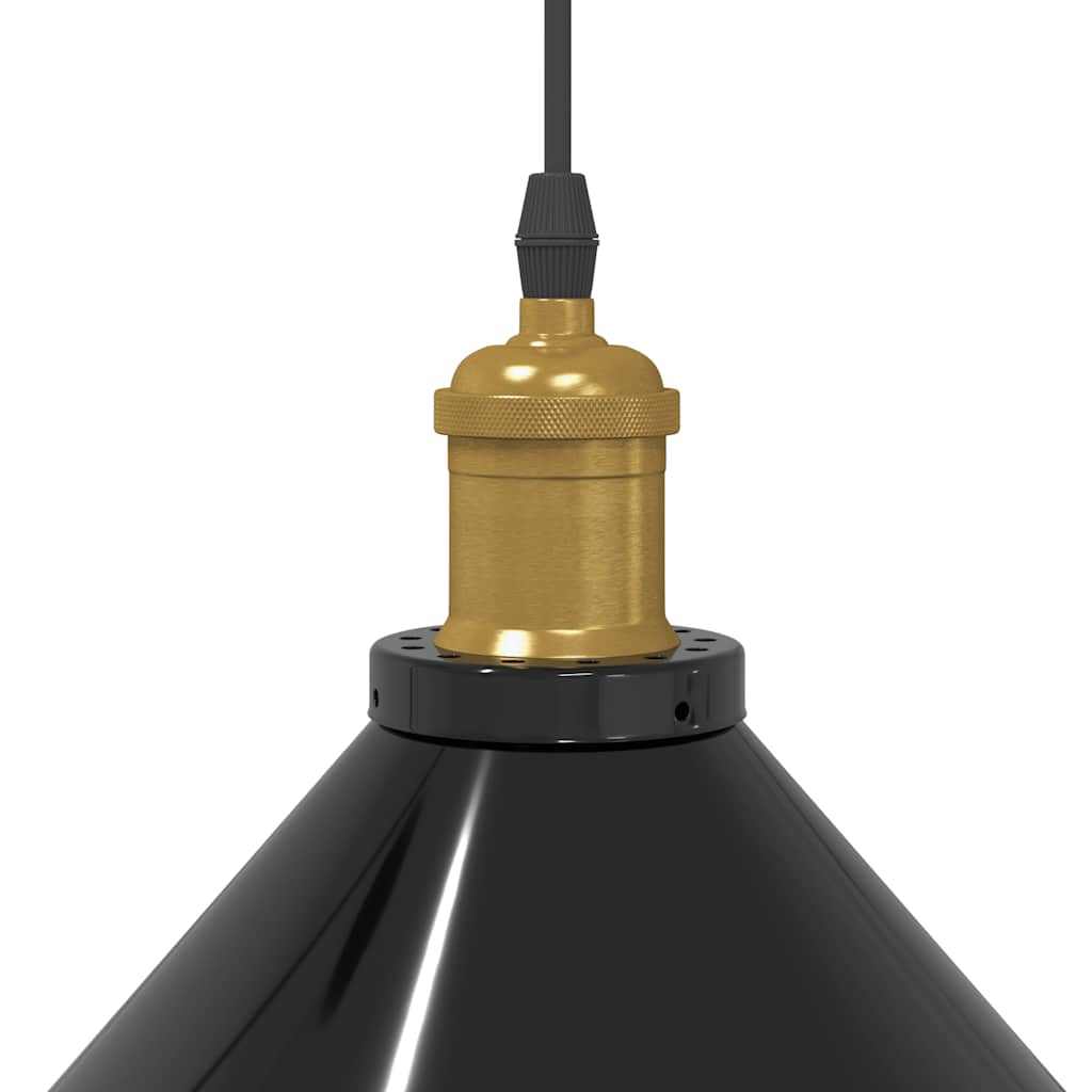 Pendant Lamp Height Adjustable E27 Gloss Black Ø 22 cm Metal