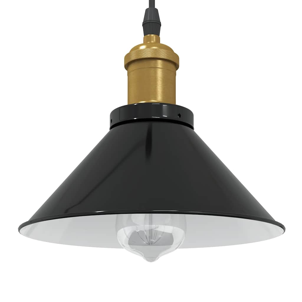 Pendant Lamp Height Adjustable E27 Gloss Black Ø 22 cm Metal