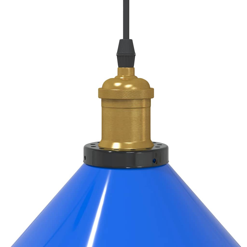 Pendant Lamp Height Adjustable E27 Gloss Dark Blue Ø 22 cm Metal