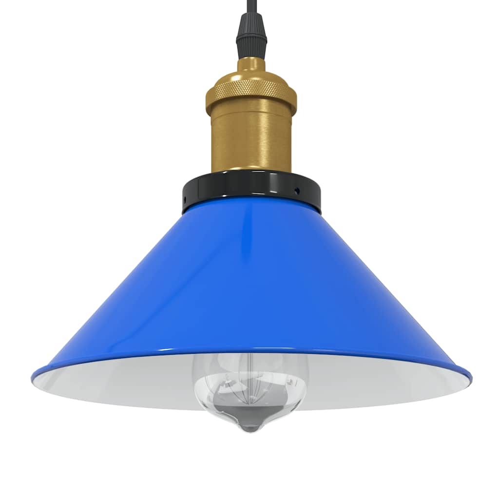 Pendant Lamp Height Adjustable E27 Gloss Dark Blue Ø 22 cm Metal