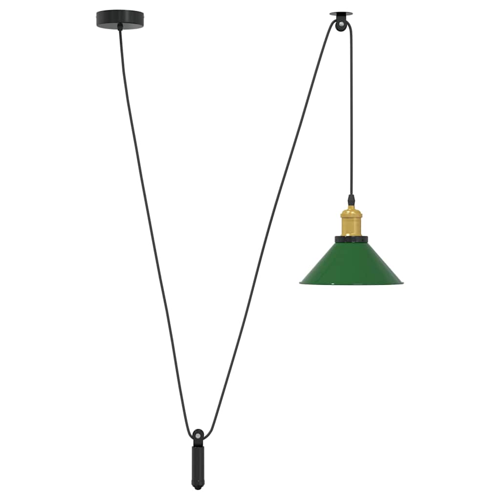 Pendant Lamp Height Adjustable E27 Gloss Green Ø 22 cm Metal