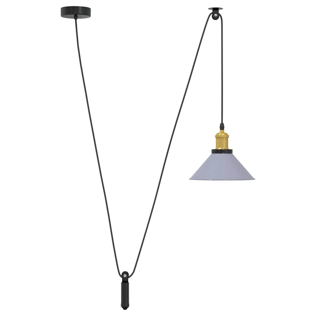 Pendant Lamp Height Adjustable E27 Gloss Grey Ø 22 cm Metal