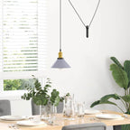 Pendant Lamp Height Adjustable E27 Gloss Grey Ø 22 cm Metal