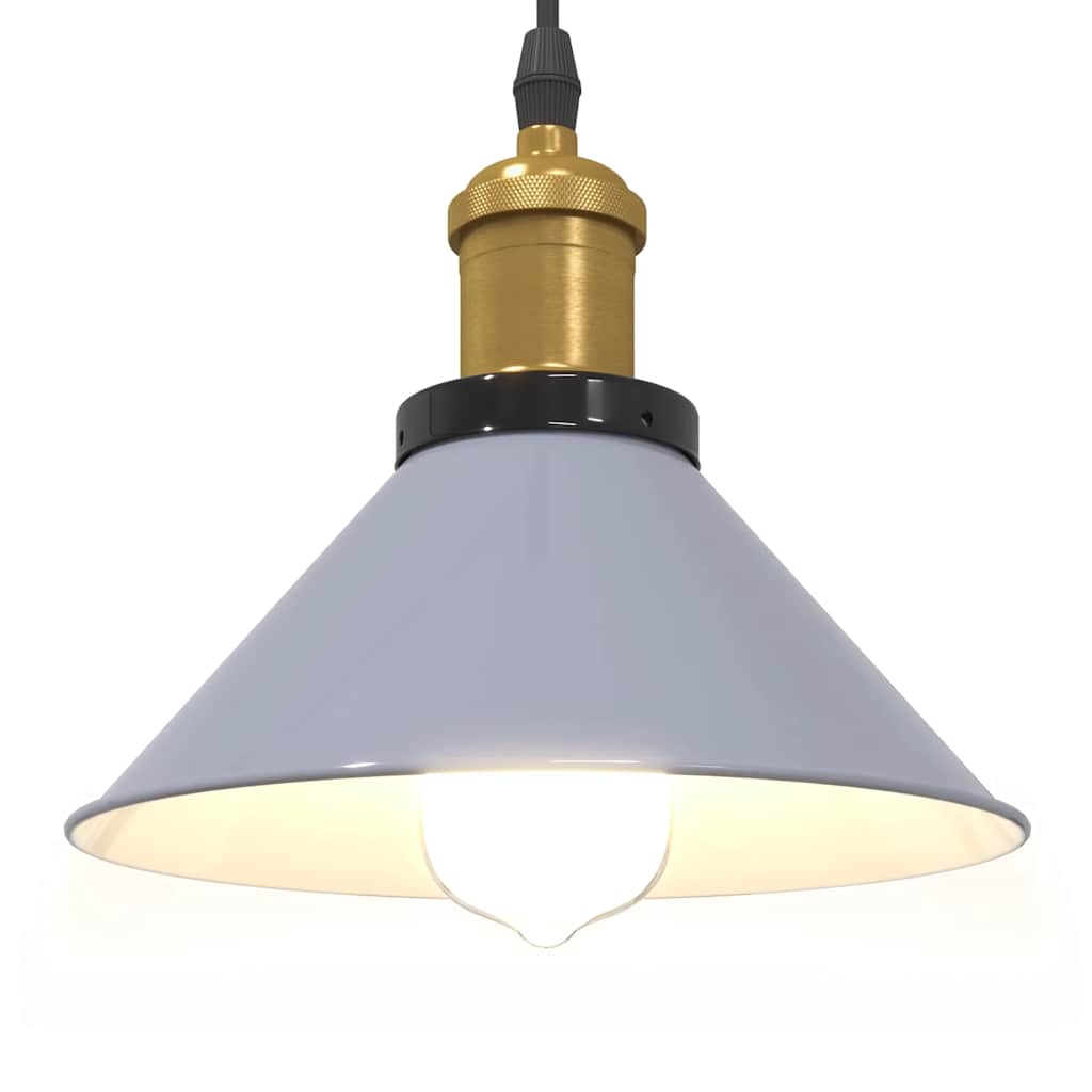 Pendant Lamp Height Adjustable E27 Gloss Grey Ø 22 cm Metal