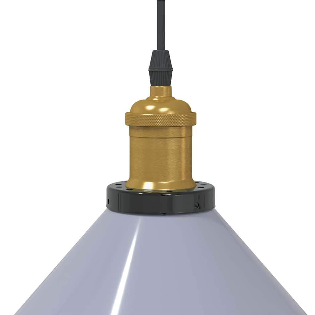 Pendant Lamp Height Adjustable E27 Gloss Grey Ø 22 cm Metal