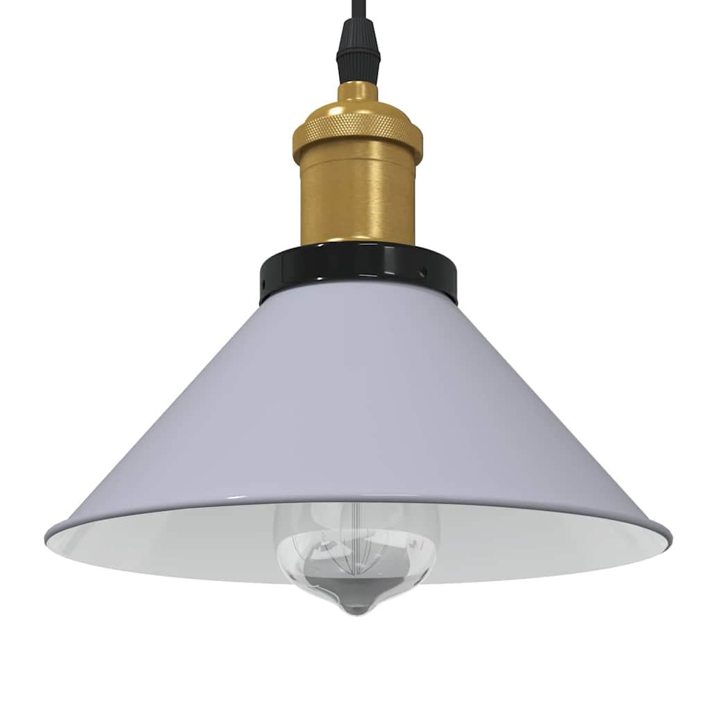 Pendant Lamp Height Adjustable E27 Gloss Grey Ø 22 cm Metal