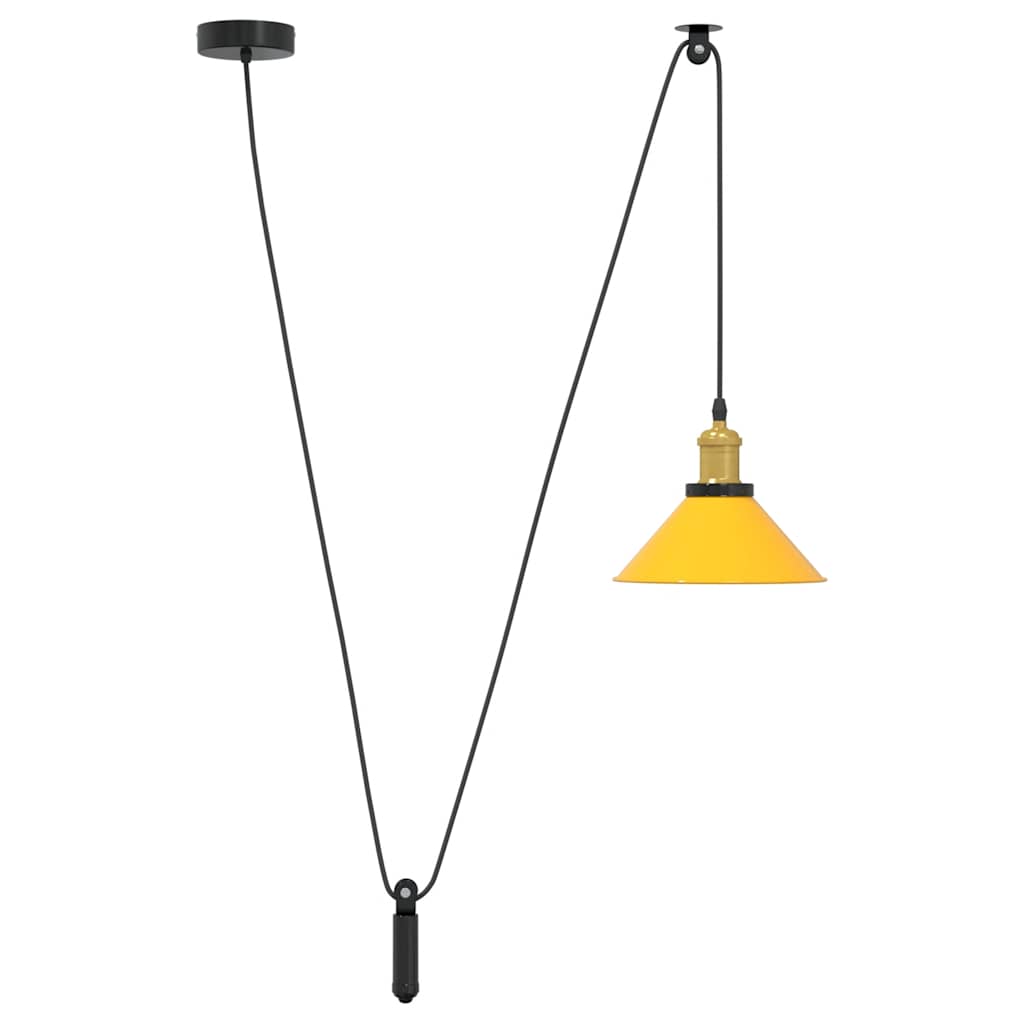 Pendant Lamp Height Adjustable E27 Gloss Yellow Ø 22 cm Metal