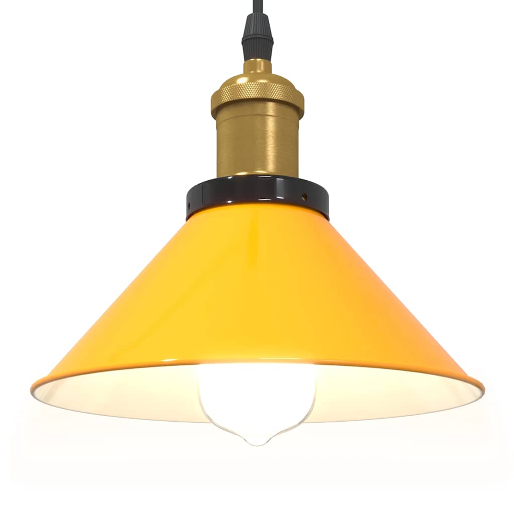 Pendant Lamp Height Adjustable E27 Gloss Yellow Ø 22 cm Metal