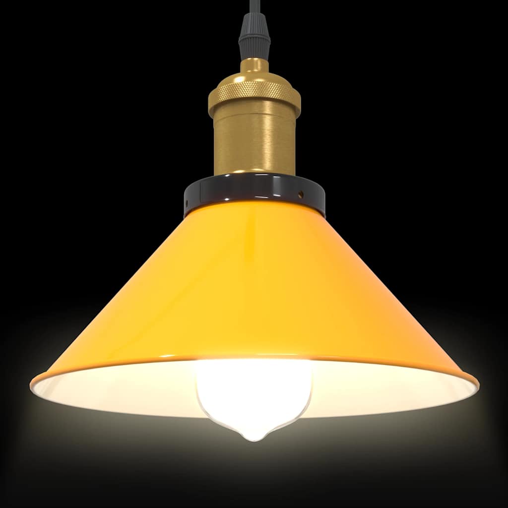 Pendant Lamp Height Adjustable E27 Gloss Yellow Ø 22 cm Metal