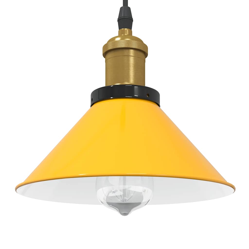 Pendant Lamp Height Adjustable E27 Gloss Yellow Ø 22 cm Metal