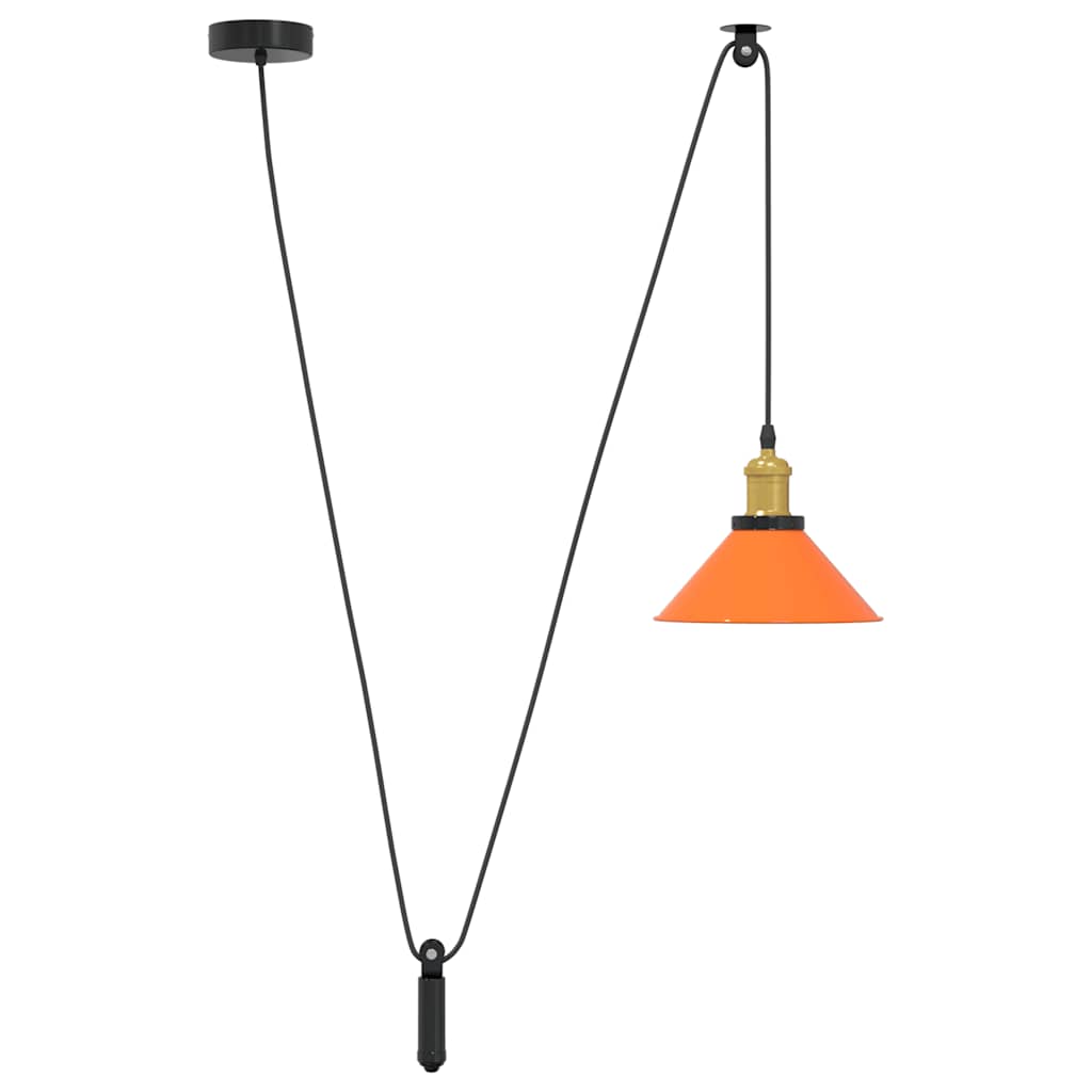 Pendant Lamp Height Adjustable E27 Gloss Orange Ø 22 cm Metal