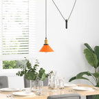 Pendant Lamp Height Adjustable E27 Gloss Orange Ø 22 cm Metal