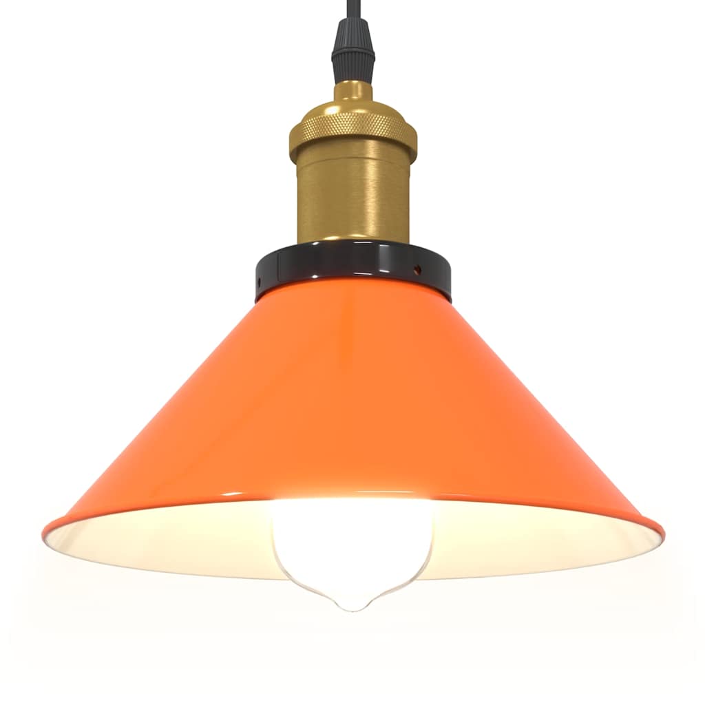 Pendant Lamp Height Adjustable E27 Gloss Orange Ø 22 cm Metal