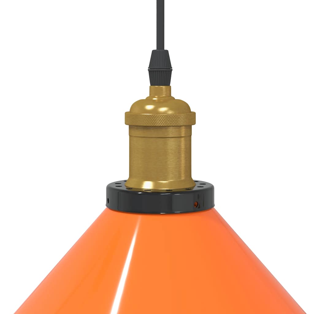 Pendant Lamp Height Adjustable E27 Gloss Orange Ø 22 cm Metal