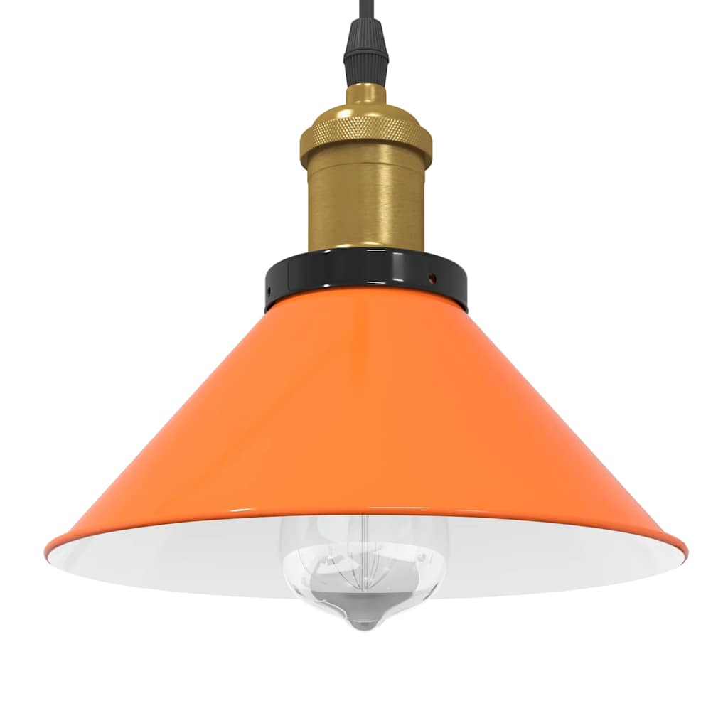Pendant Lamp Height Adjustable E27 Gloss Orange Ø 22 cm Metal