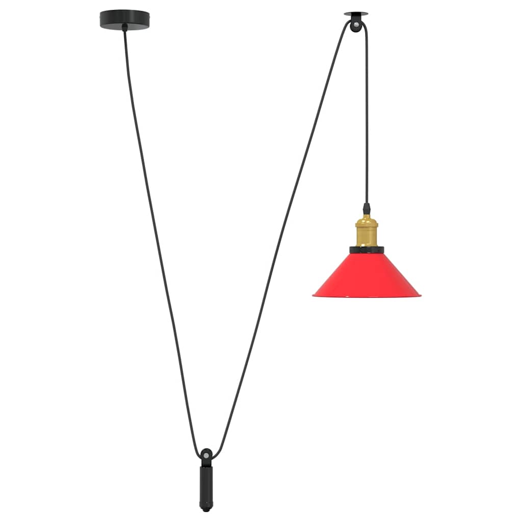 Pendant Lamp Height Adjustable E27 Gloss Red Ø 22 cm Metal