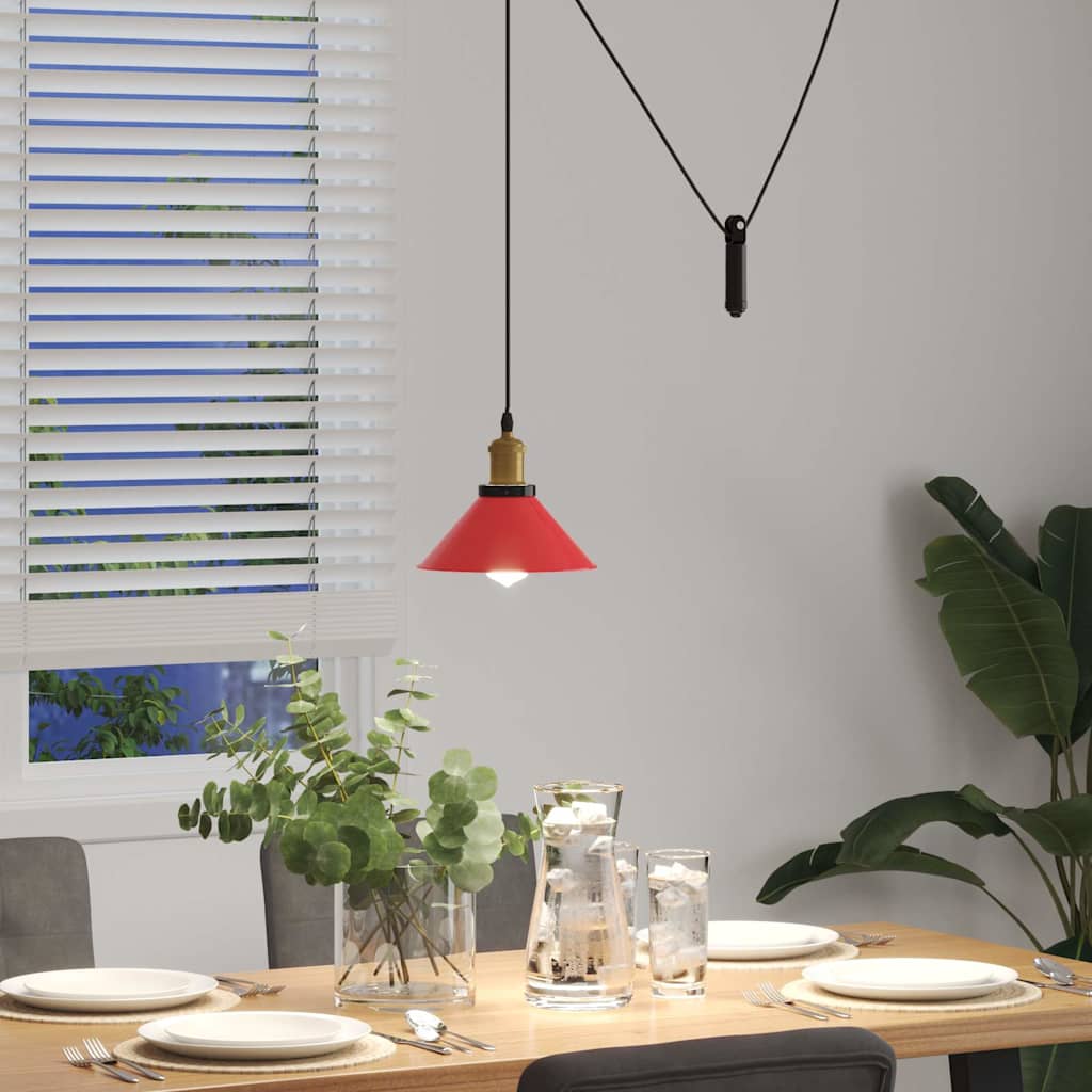Pendant Lamp Height Adjustable E27 Gloss Red Ø 22 cm Metal