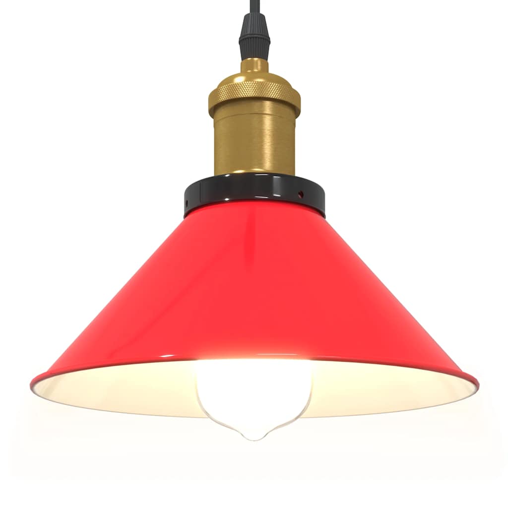Pendant Lamp Height Adjustable E27 Gloss Red Ø 22 cm Metal