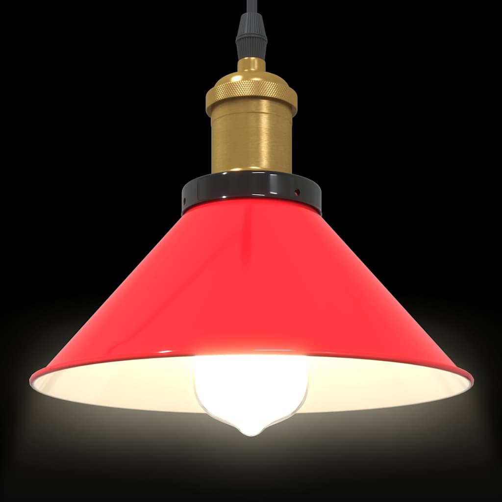 Pendant Lamp Height Adjustable E27 Gloss Red Ø 22 cm Metal