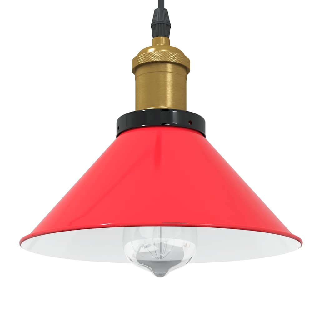 Pendant Lamp Height Adjustable E27 Gloss Red Ø 22 cm Metal