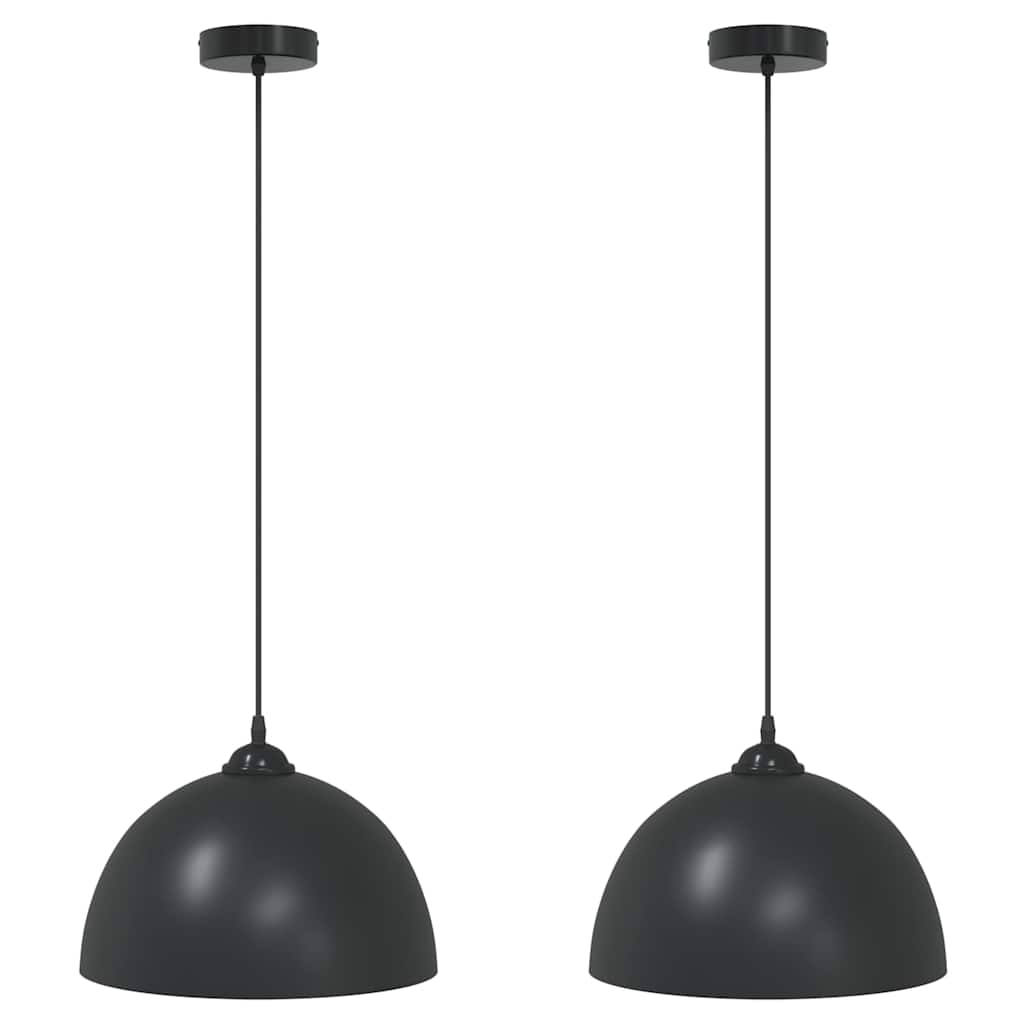 Pendant Lamps 2 pcs Height Adjustable E27 Black Ø 30 cm Metal