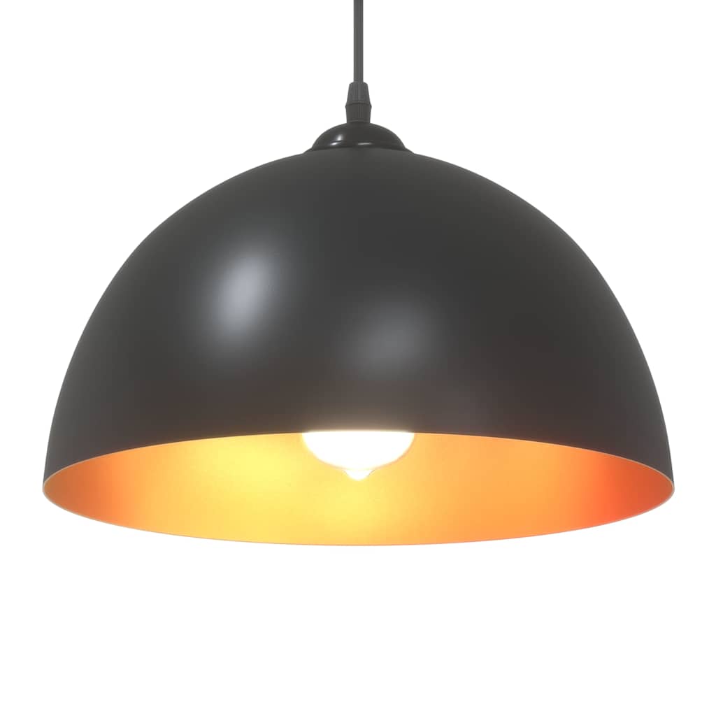 Pendant Lamps 2 pcs Height Adjustable E27 Black Ø 30 cm Metal