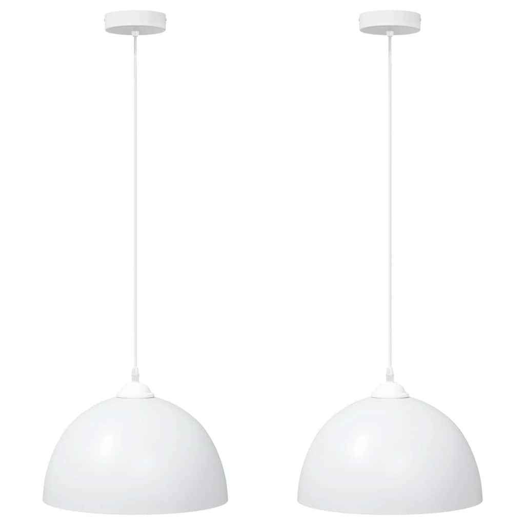 Pendant Lamps 2 pcs Height Adjustable E27 White Ø 30 cm Metal