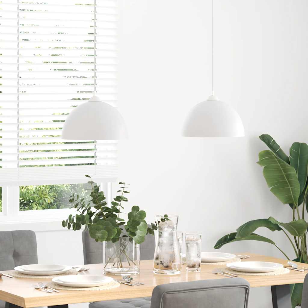 Pendant Lamps 2 pcs Height Adjustable E27 White Ø 30 cm Metal