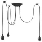 Pendant Lamp with 3 Lamp Holders E27 Black Metal