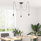 Pendant Lamp with 3 Lamp Holders E27 Black Metal