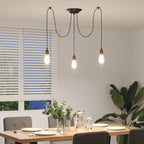 Pendant Lamp with 3 Lamp Holders E27 Black Metal