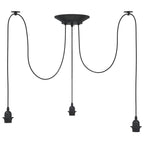 Pendant Lamp with 3 Lamp Holders E27 Black Metal