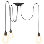 Pendant Lamp with 3 Lamp Holders E27 Black Metal