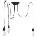 Pendant Lamp with 3 Lamp Holders E27 Black Metal