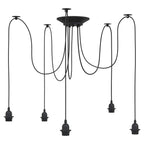 Pendant Lamp with 5 Lamp Holders E27 Black Metal