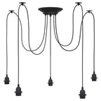 Pendant Lamp with 5 Lamp Holders E27 Black Metal