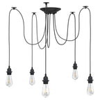 Pendant Lamp with 5 Lamp Holders E27 Black Metal