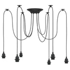 Pendant Lamp with 6 Lamp Holders E27 Black Metal