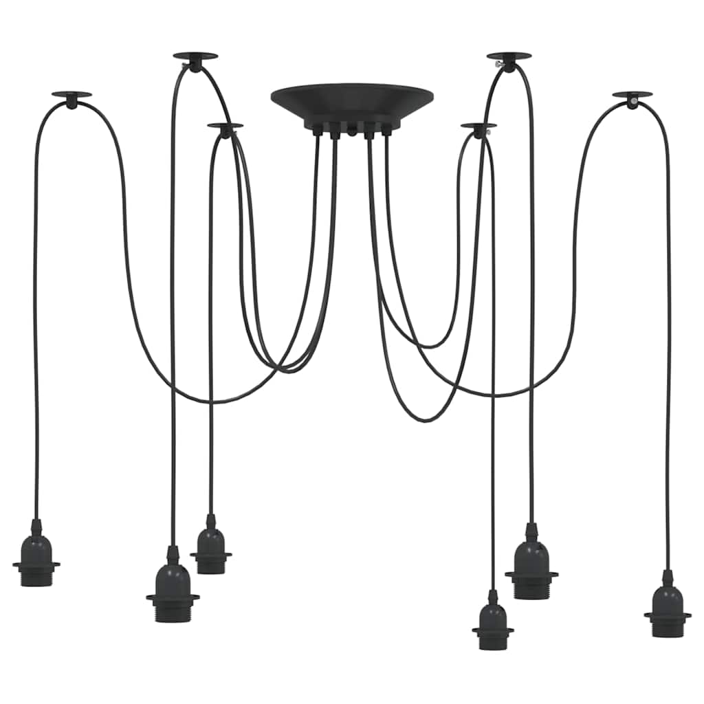 Pendant Lamp with 6 Lamp Holders E27 Black Metal