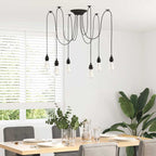 Pendant Lamp with 6 Lamp Holders E27 Black Metal